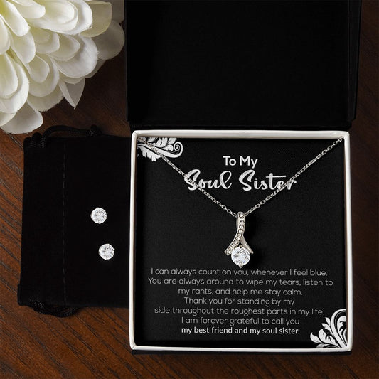 To My Soul Sister | My Best Friend & My Soul Sister | Alluring Beauty Necklace and Cubic Zirconia Earring Set