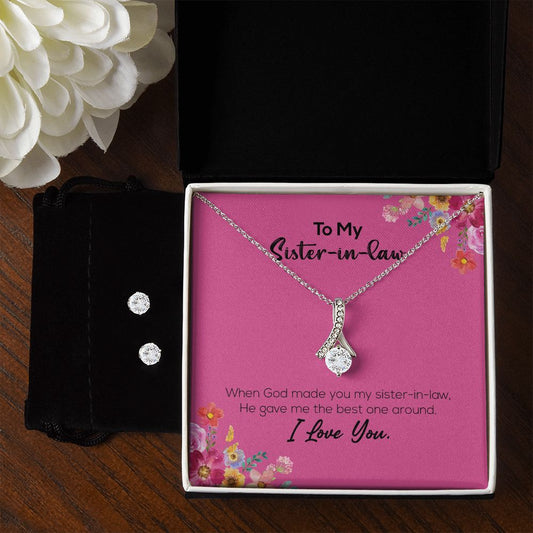 To My Sister-In-Law | I Love You | Alluring Beauty Necklace and Cubic Zirconia Earring Set