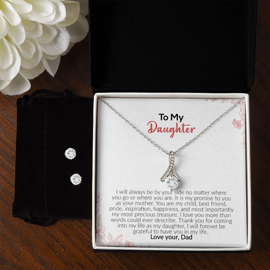 To My Daughter | Love Your Dad | Alluring Beauty Necklace and Cubic Zirconia Earring Set