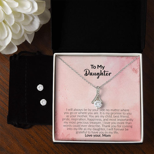 To My Daughter | Love Your Mom | Alluring Beauty Necklace and Cubic Zirconia Earring Set