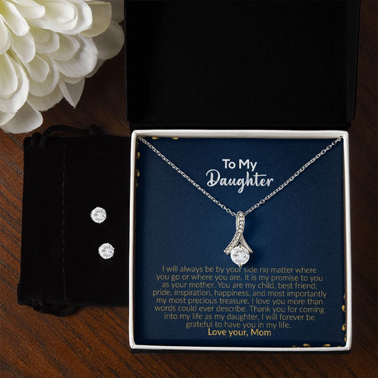To My Daughter | Love Your Mom | Alluring Beauty Necklace and Cubic Zirconia Earring Set