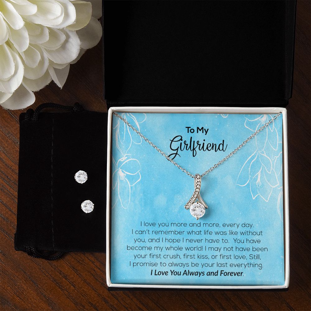 To My Girlfriend | I Love You Always & Forever | Alluring Beauty Necklace and Cubic Zirconia Earring Set