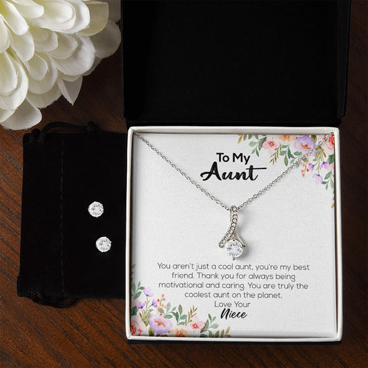 To My Aunt | Love Your Niece | Alluring Beauty Necklace and Cubic Zirconia Earring Set