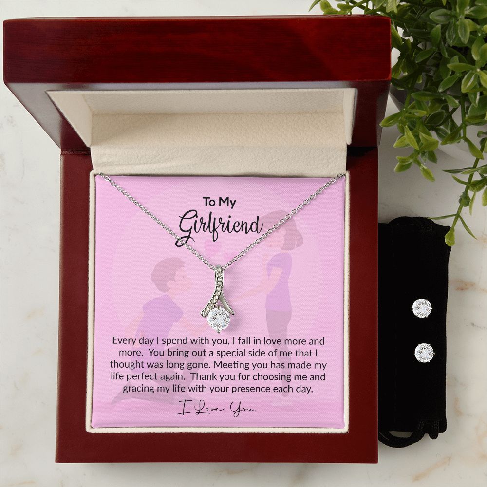 To My Girlfriend | I Love You | Alluring Beauty Necklace and Cubic Zirconia Earring Set
