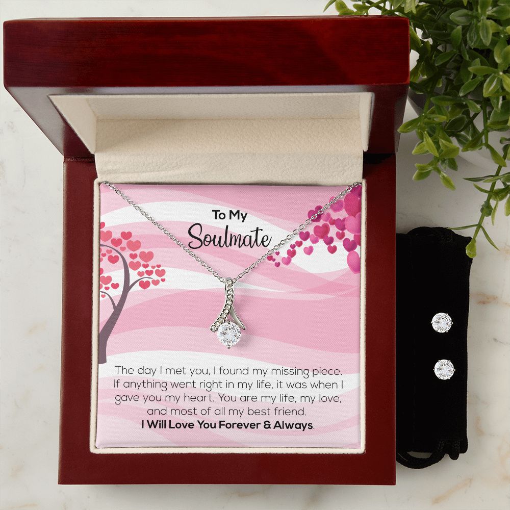 To My Soulmate | I Will Love You Forever & Always | Alluring Beauty Necklace and Cubic Zirconia Earring Set