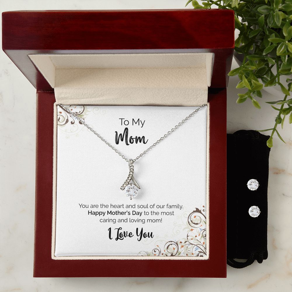 To My Mom | Happy Mother's Day I Love You | Alluring Beauty Necklace and Cubic Zirconia Earring Set