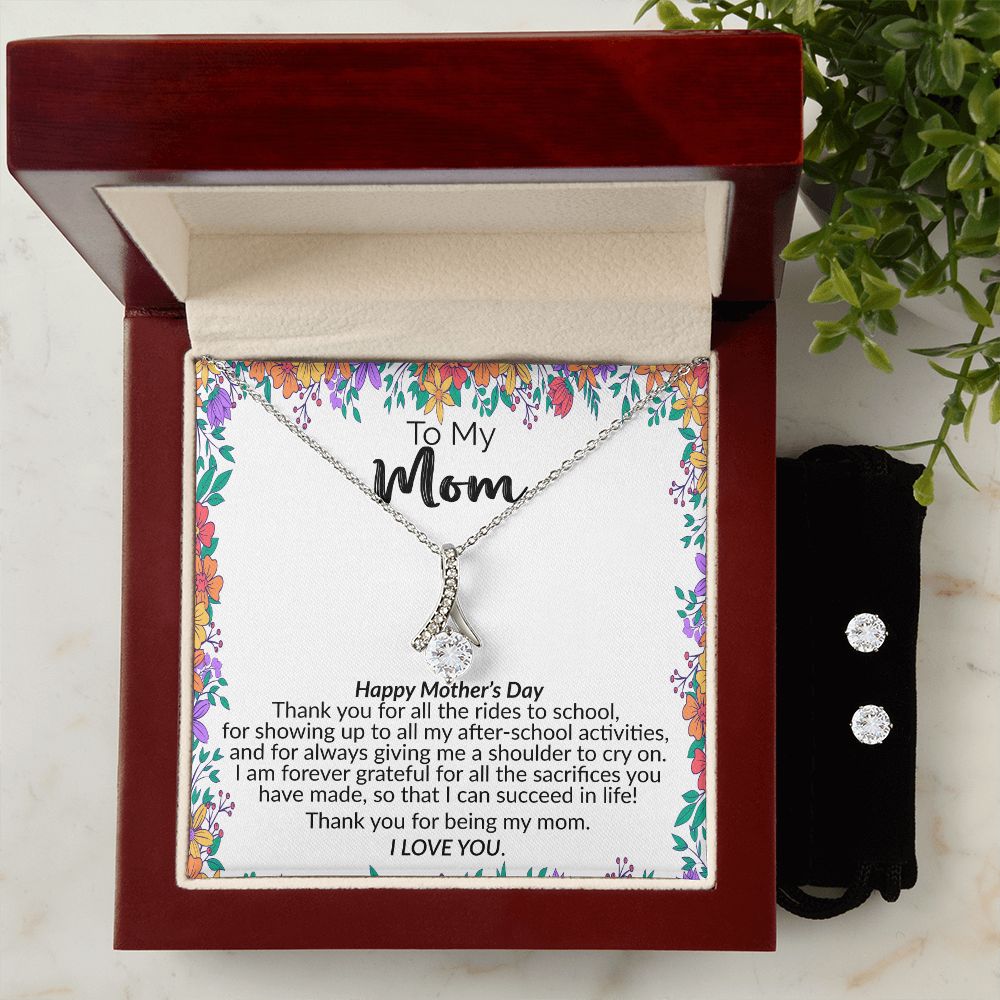 To My Mom | Happy Mother's Day | Alluring Beauty Necklace and Cubic Zirconia Earring Set