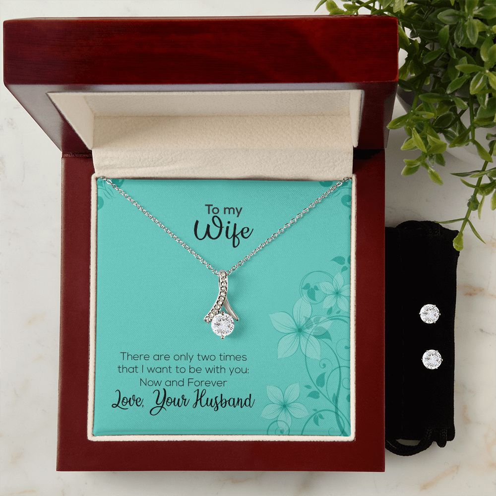 To My Wife | Love Your Husband | Alluring Beauty Necklace and Cubic Zirconia Earring Set