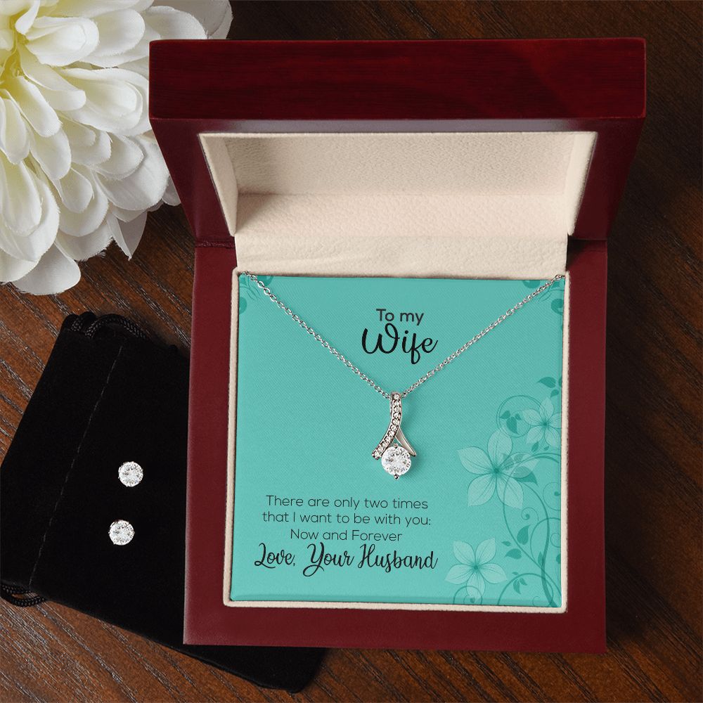 To My Wife | Love Your Husband | Alluring Beauty Necklace and Cubic Zirconia Earring Set