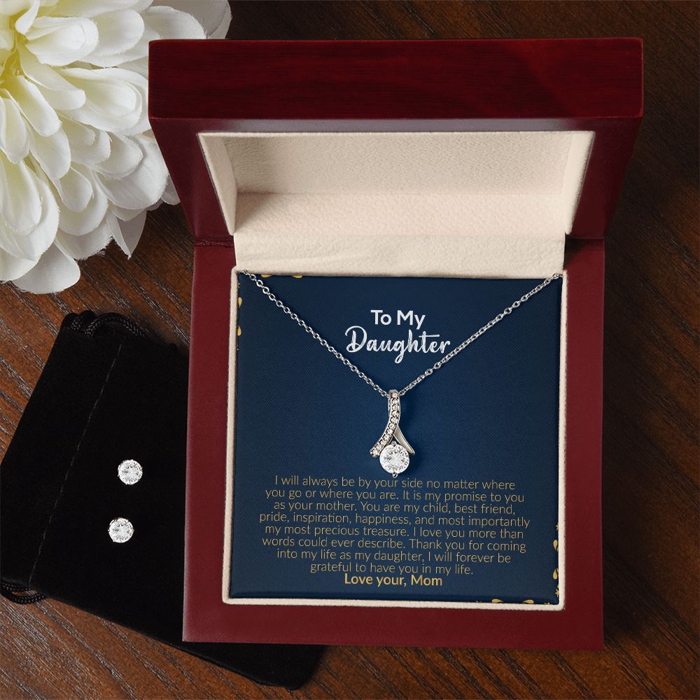 To My Daughter | Love Your Mom | Alluring Beauty Necklace and Cubic Zirconia Earring Set