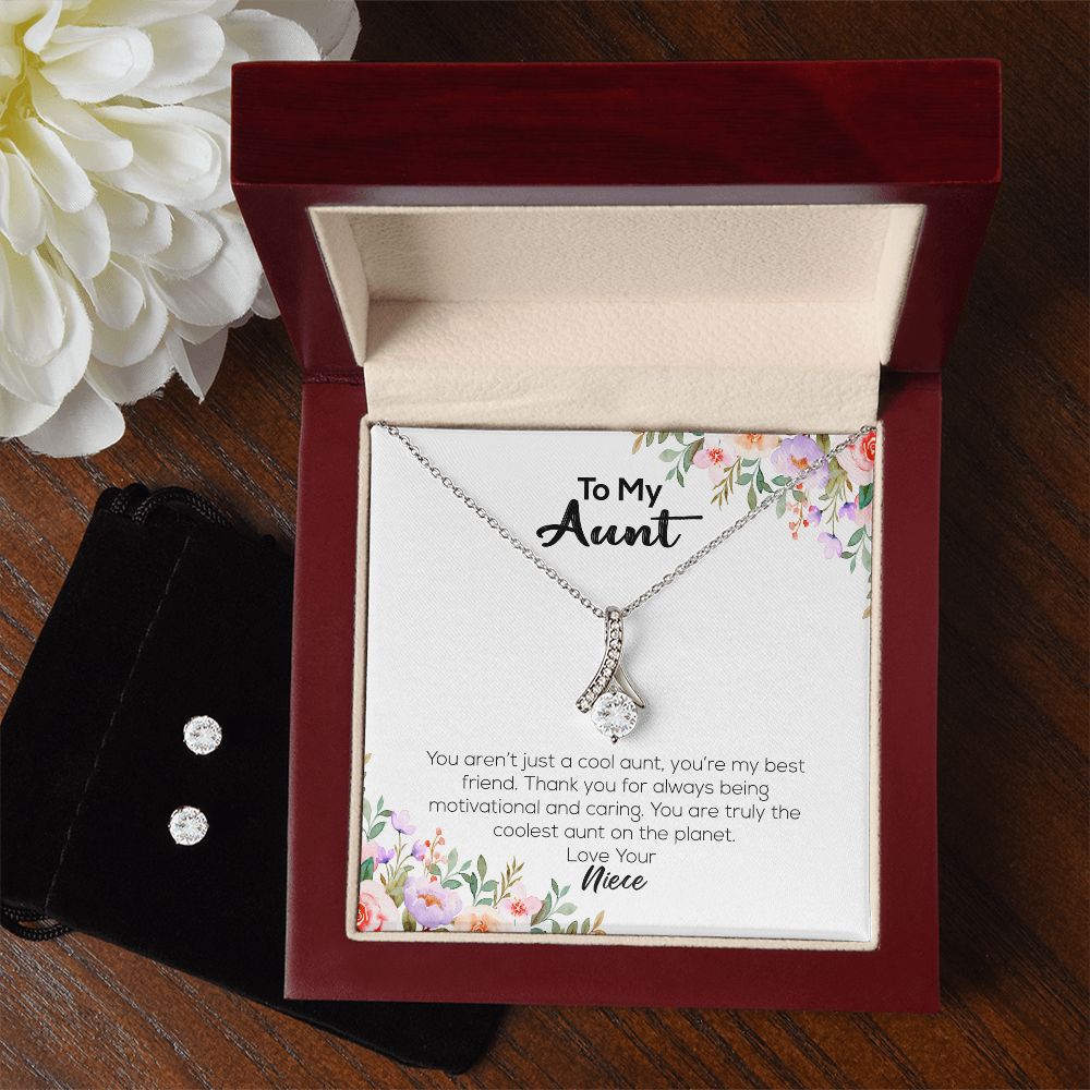 To My Aunt | Love Your Niece | Alluring Beauty Necklace and Cubic Zirconia Earring Set