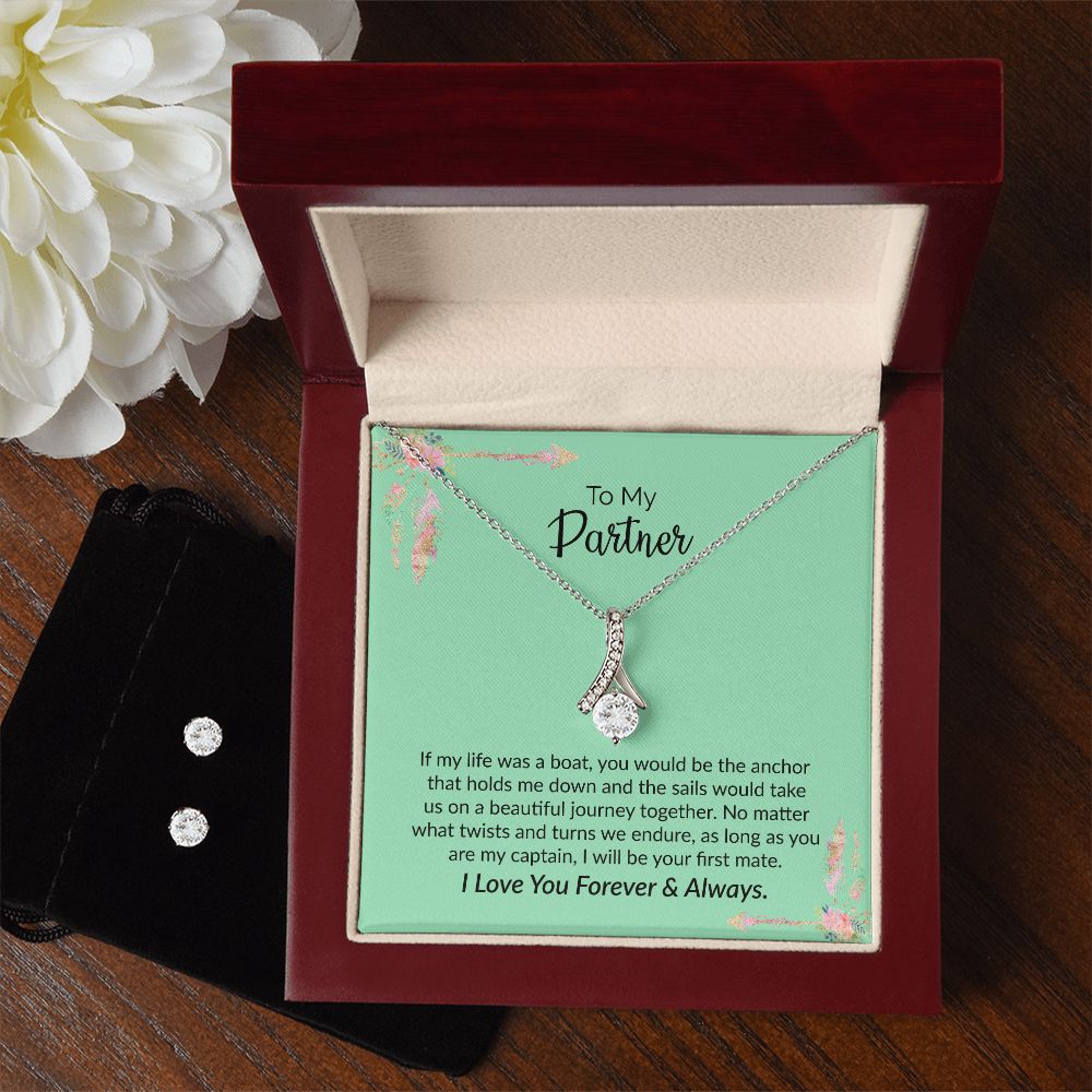 To My Partner | I Love You Forever & Always | Alluring Beauty Necklace and Cubic Zirconia Earring Set