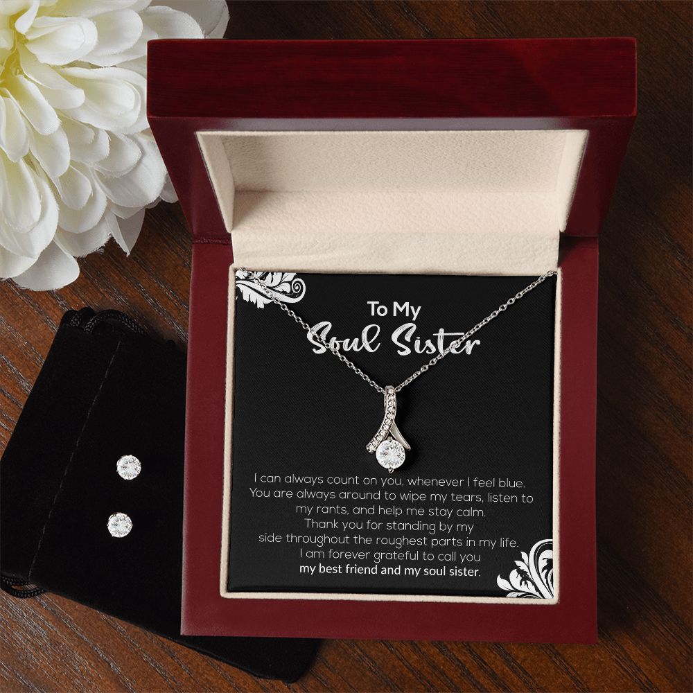 To My Soul Sister | My Best Friend & My Soul Sister | Alluring Beauty Necklace and Cubic Zirconia Earring Set