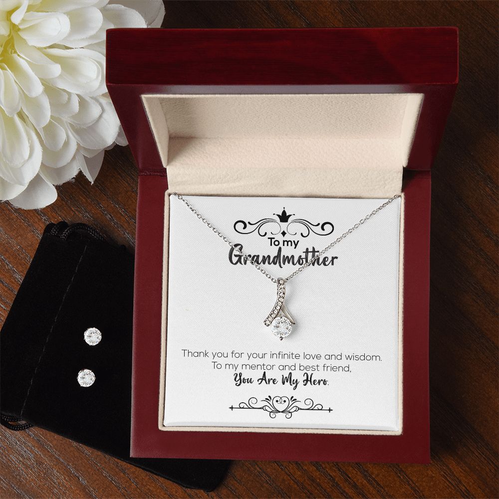 To My Grandmother | You Are My Hero | Alluring Beauty Necklace and Cubic Zirconia Earring Set