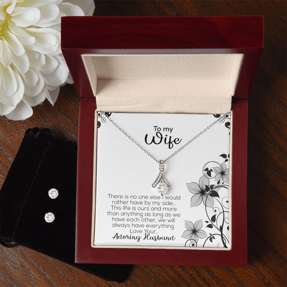 To My Wife | Adoring Husband | Alluring Beauty Necklace and Cubic Zirconia Earring Set