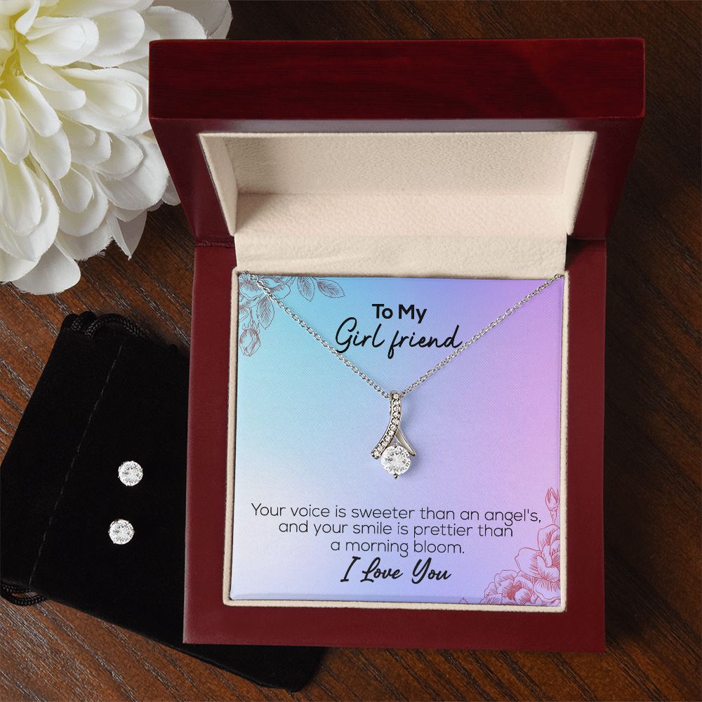 To My Girlfriend | I Love You | Alluring Beauty Necklace and Cubic Zirconia Earring Set