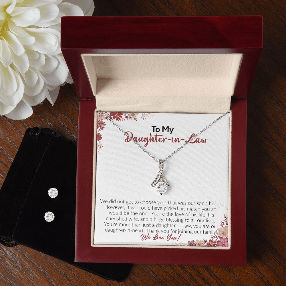 To My Daughter-In-Law | We Love You | Alluring Beauty Necklace and Cubic Zirconia Earring Set