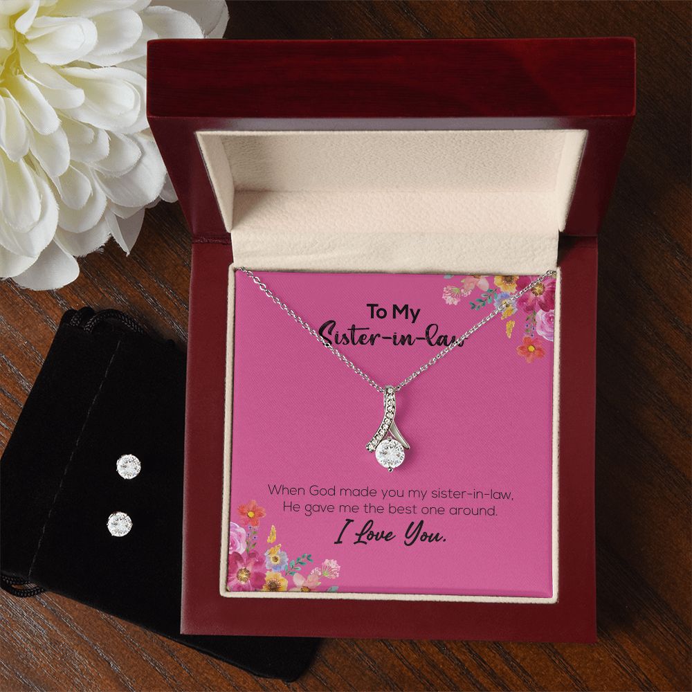 To My Sister-In-Law | I Love You | Alluring Beauty Necklace and Cubic Zirconia Earring Set