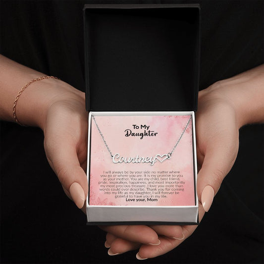 To My Daughter | Love Your Mom | Name Necklace + Heart