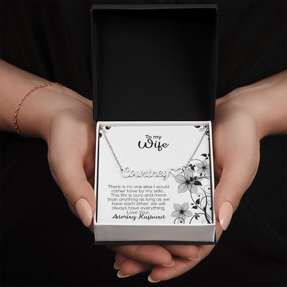 To My Wife | Adoring Husband | Name Necklace + Heart