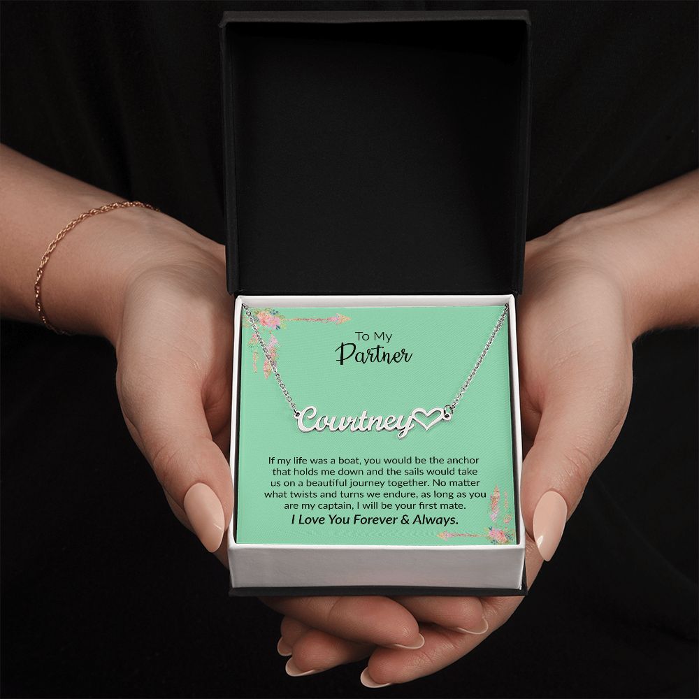 To My Partner | I Love You Forever & Always | Name Necklace + Heart