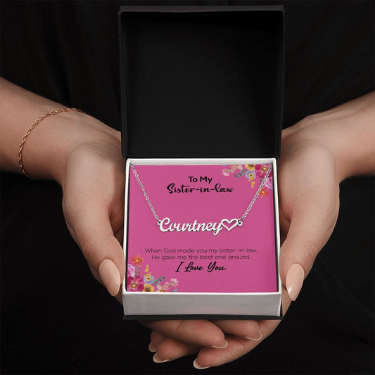 To My Sister-In-Law | I Love You | Name Necklace + Heart