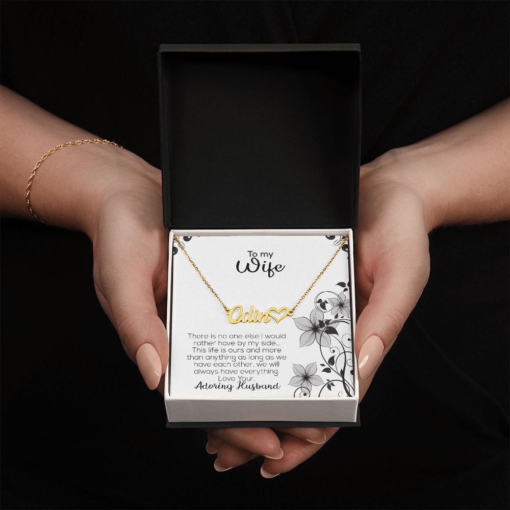 To My Wife | Adoring Husband | Name Necklace + Heart