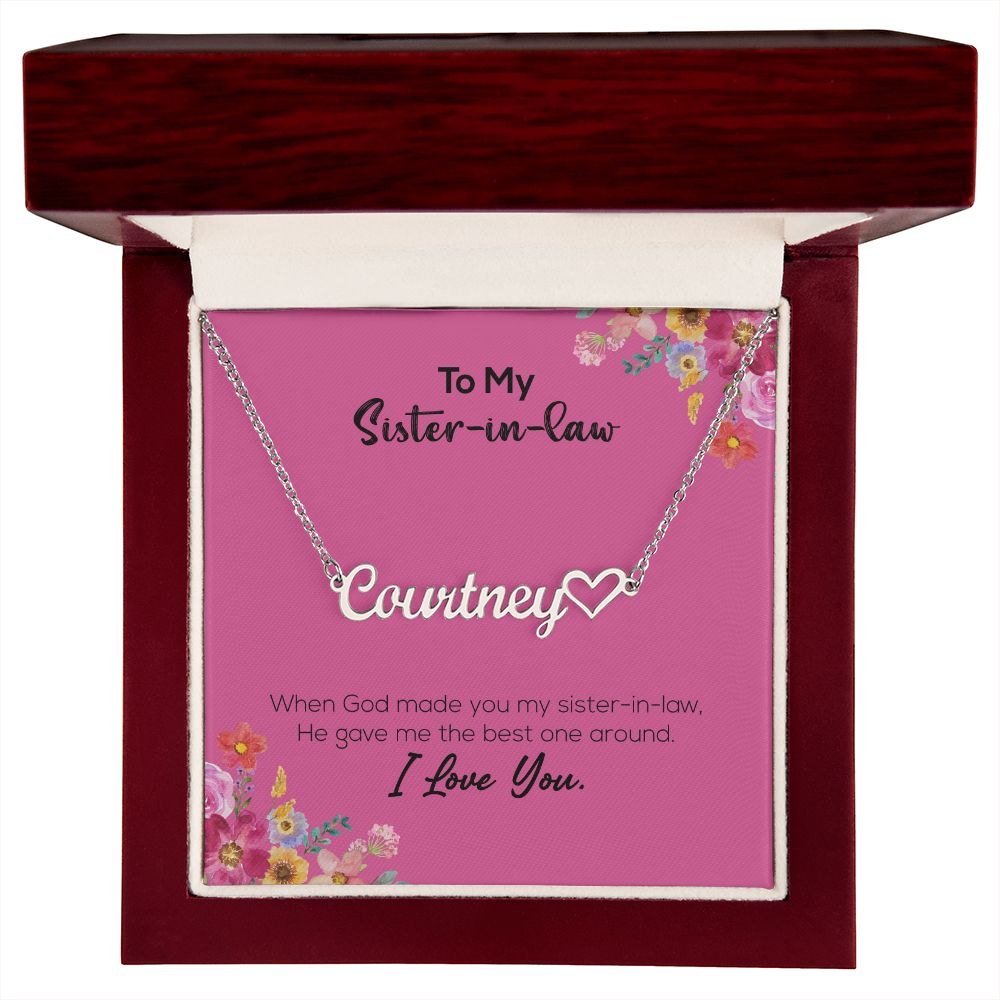 To My Sister-In-Law | I Love You | Name Necklace + Heart