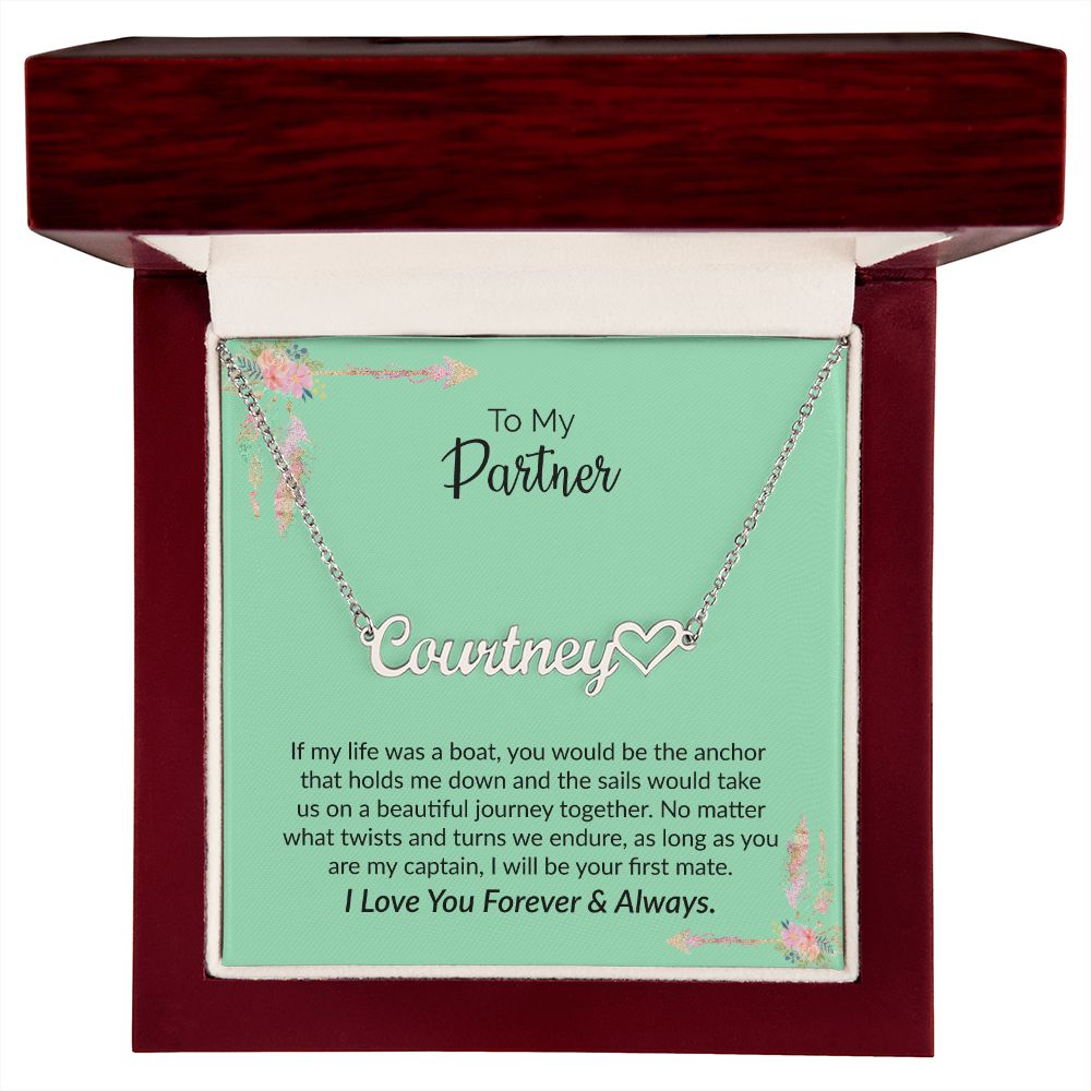 To My Partner | I Love You Forever & Always | Name Necklace + Heart