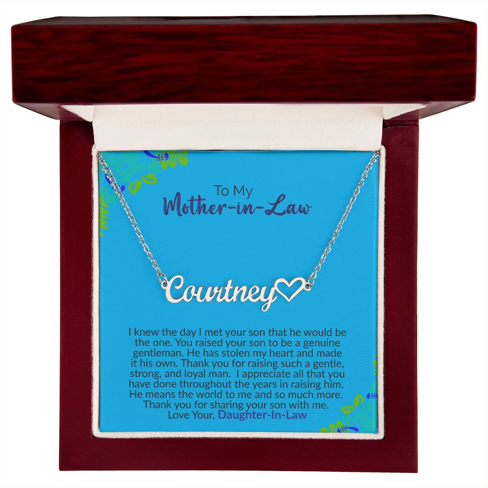 To My Mother-In-Law | Love Your Daughter-In-Law | Name Necklace + Heart