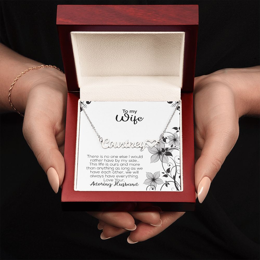 To My Wife | Adoring Husband | Name Necklace + Heart