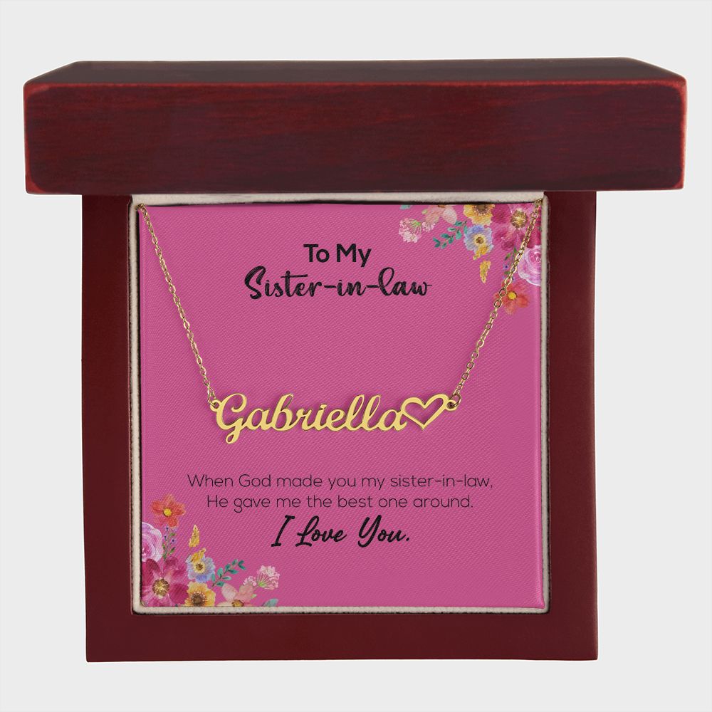 To My Sister-In-Law | I Love You | Name Necklace + Heart