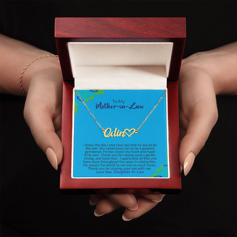 To My Mother-In-Law | Love Your Daughter-In-Law | Name Necklace + Heart