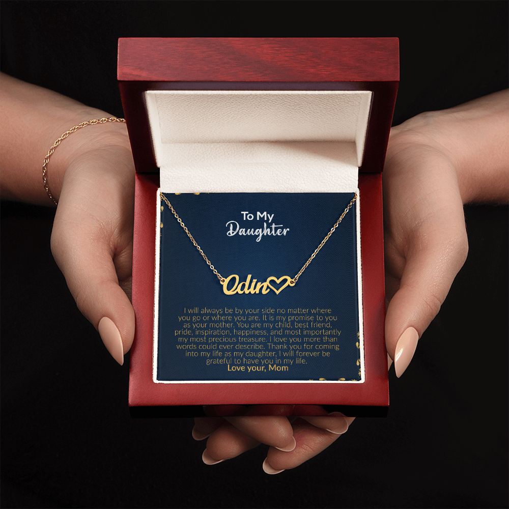 To My Daughter | Love Your Mom | Name Necklace + Heart