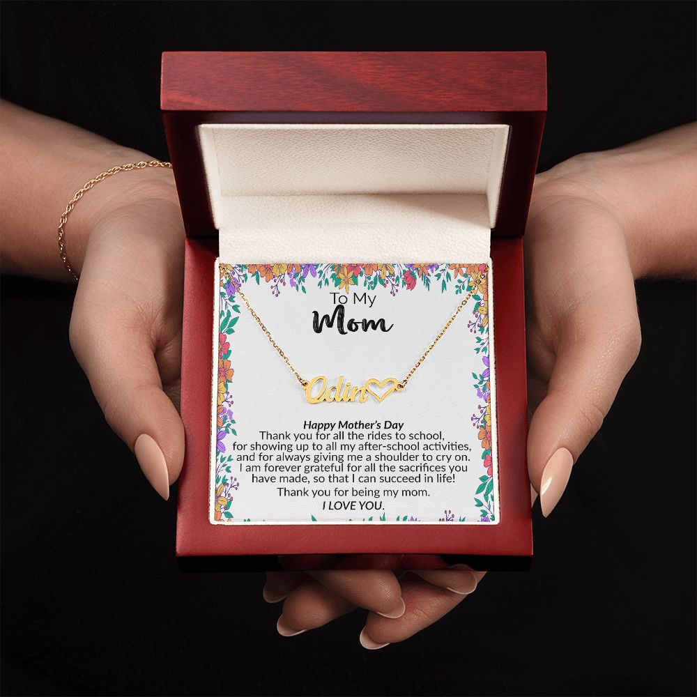 To My Mom | Happy Mother's Day | Name Necklace + Heart