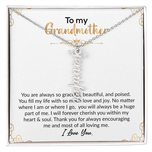 To My Grandmother | I Love You | Vertical Name Necklace
