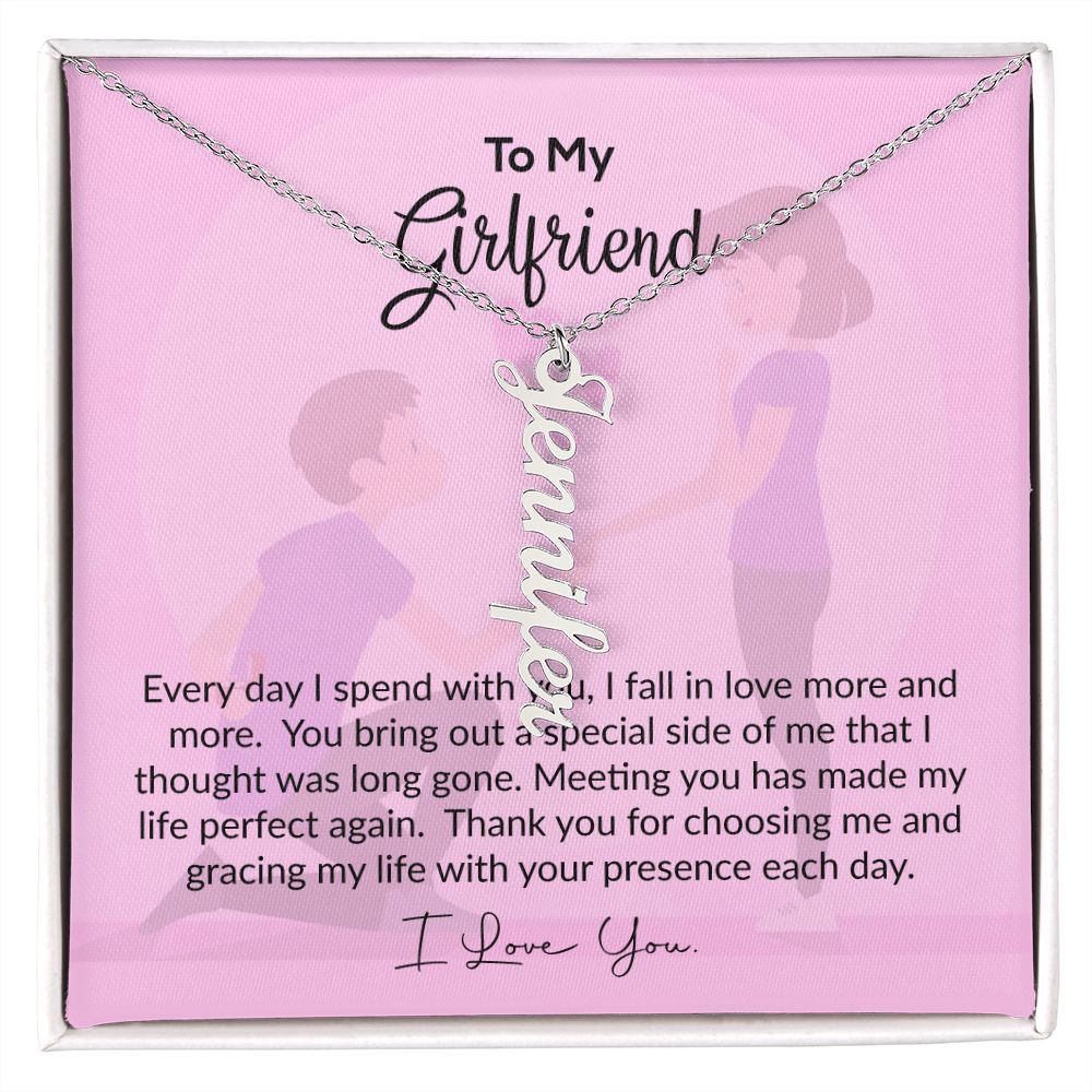 To My Girlfriend | I Love You | Vertical Name Necklace