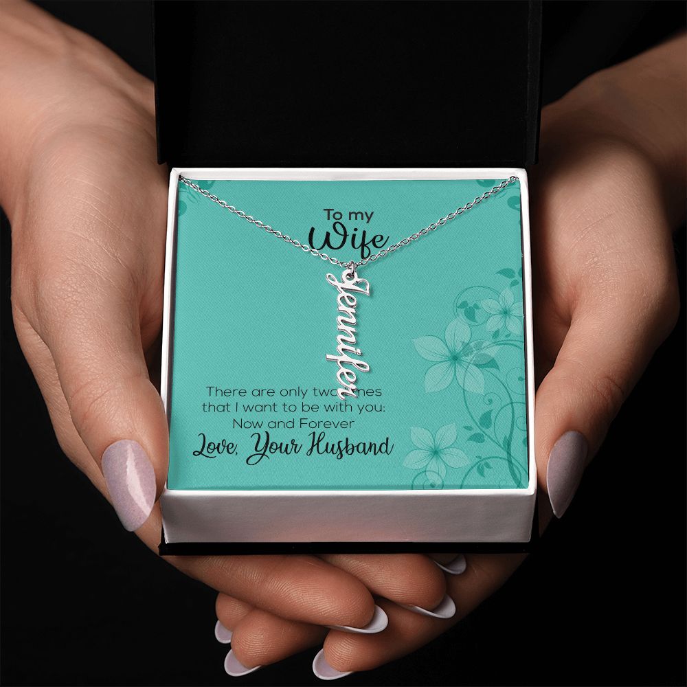 To My Wife | Love Your Husband | Vertical Name Necklace