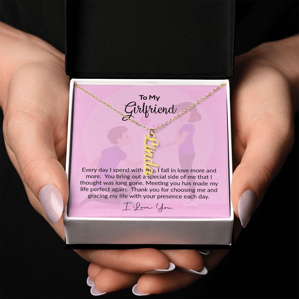 To My Girlfriend | I Love You | Vertical Name Necklace