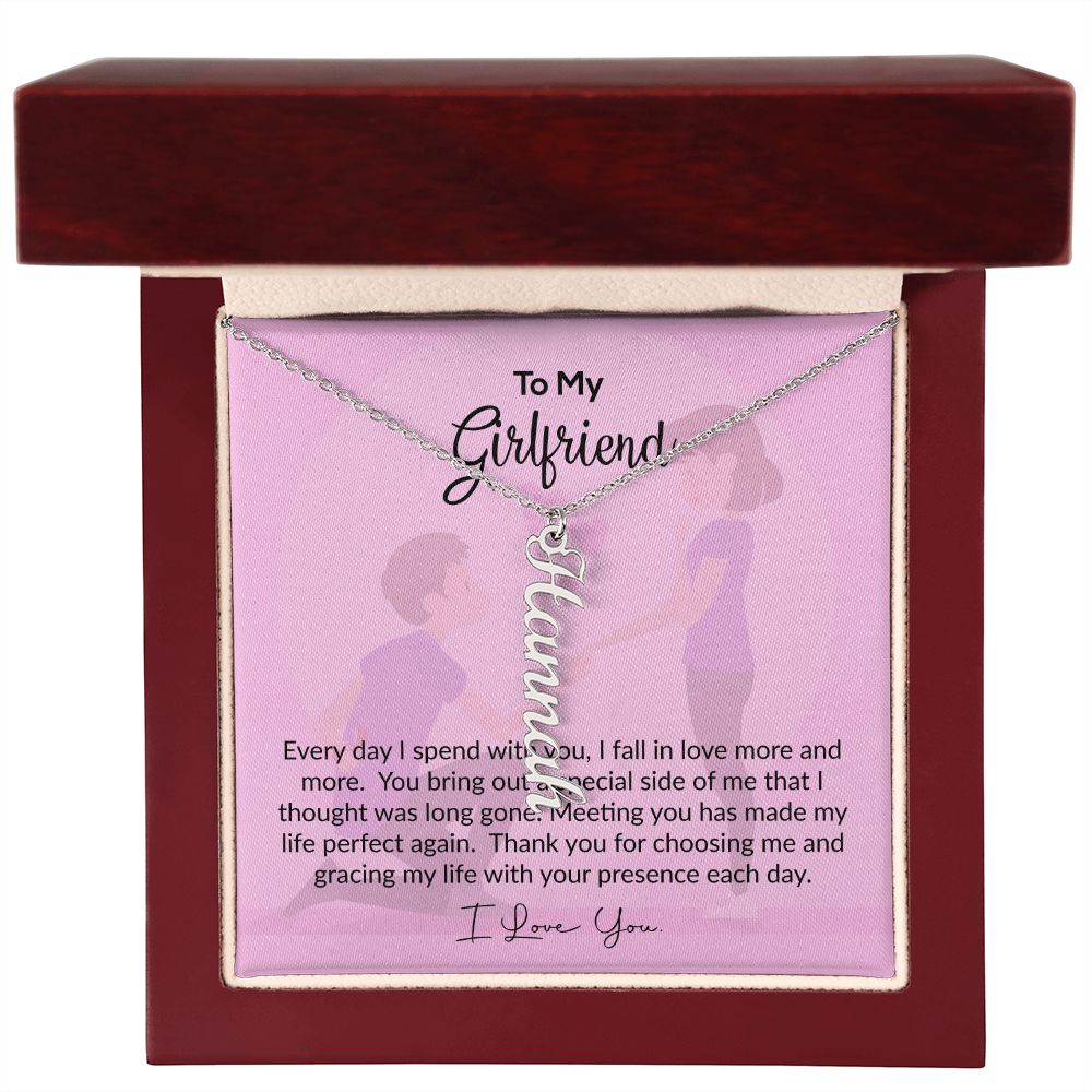 To My Girlfriend | I Love You | Vertical Name Necklace