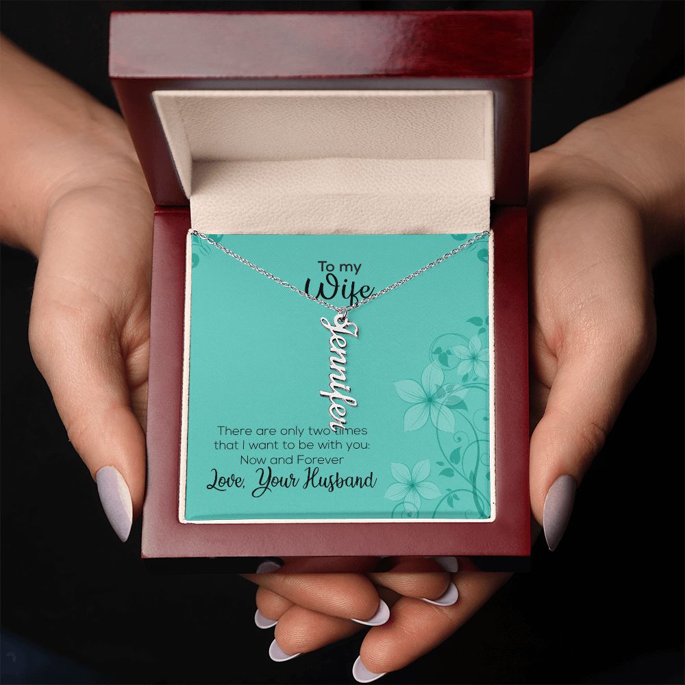 To My Wife | Love Your Husband | Vertical Name Necklace