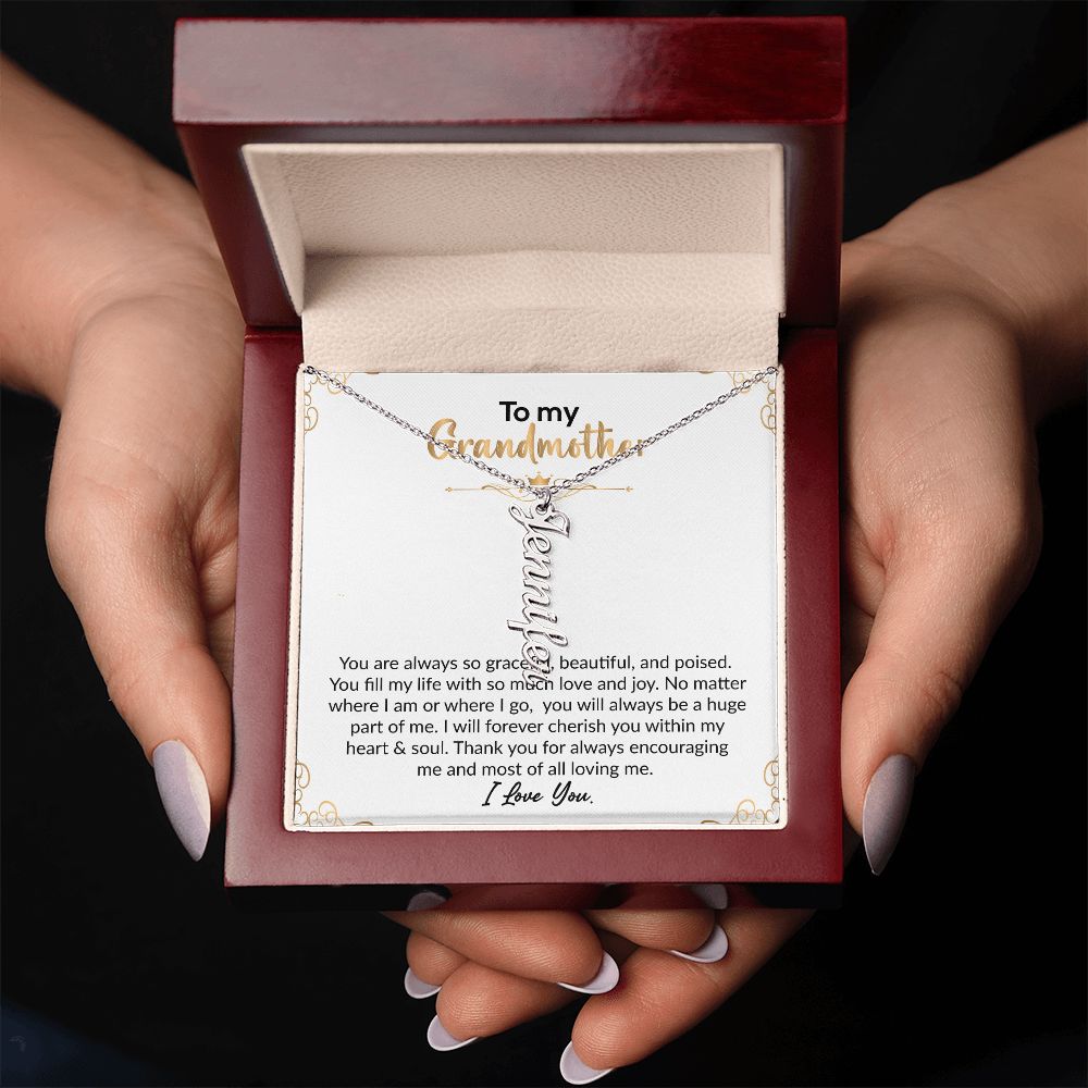 To My Grandmother | I Love You | Vertical Name Necklace