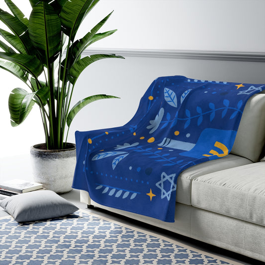 Dreidel Blue & White Blanket