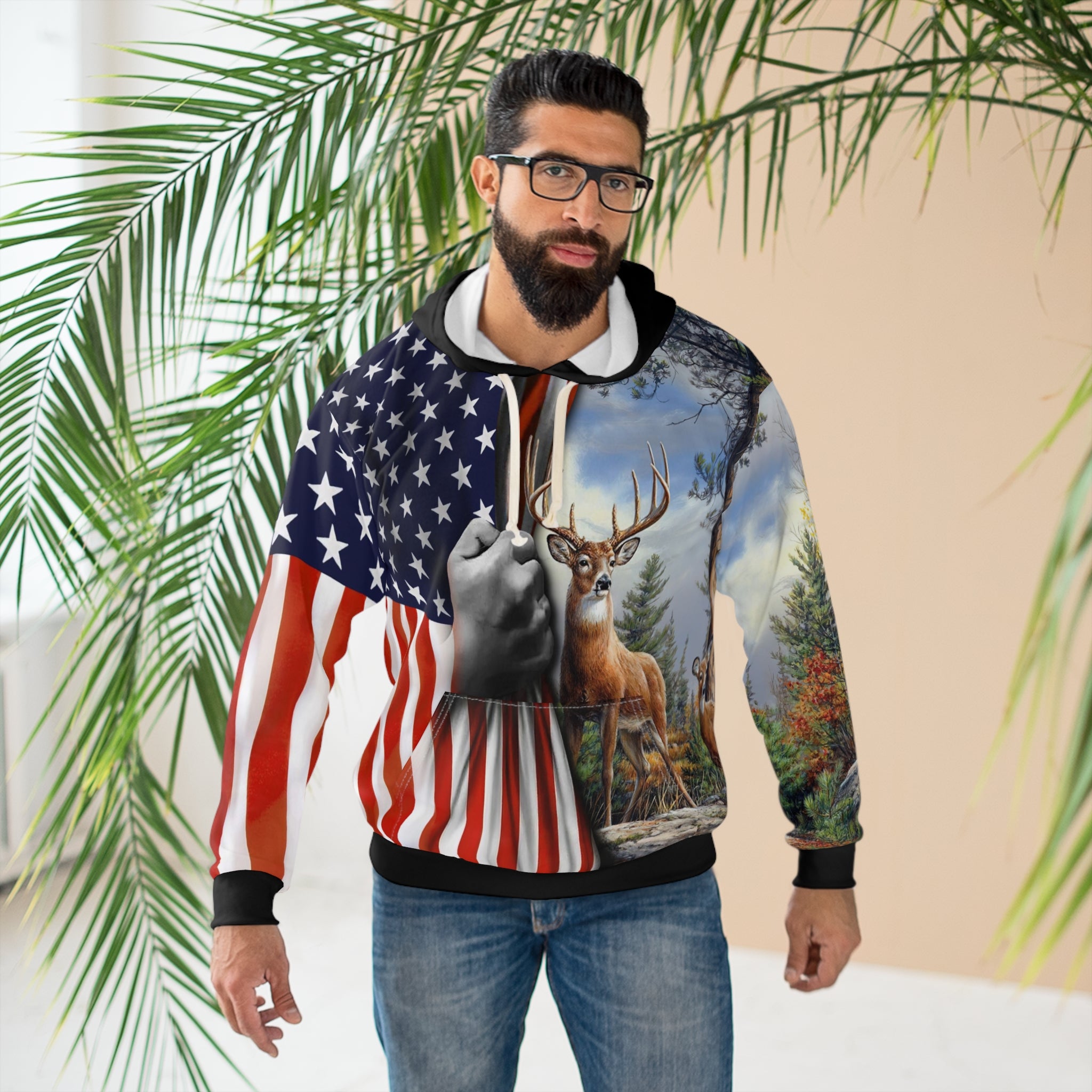 Deer & USA Flag Hoodie