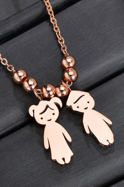 Boy and Girl Pendant Stainless Steel Necklace