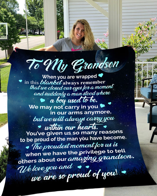 To My Grandson Fleece Blanket