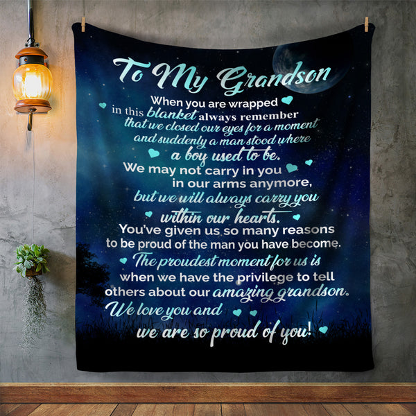 To My Grandson Fleece Blanket