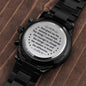 Serenity Prayer | Engraved Design Black Chronograph Watch