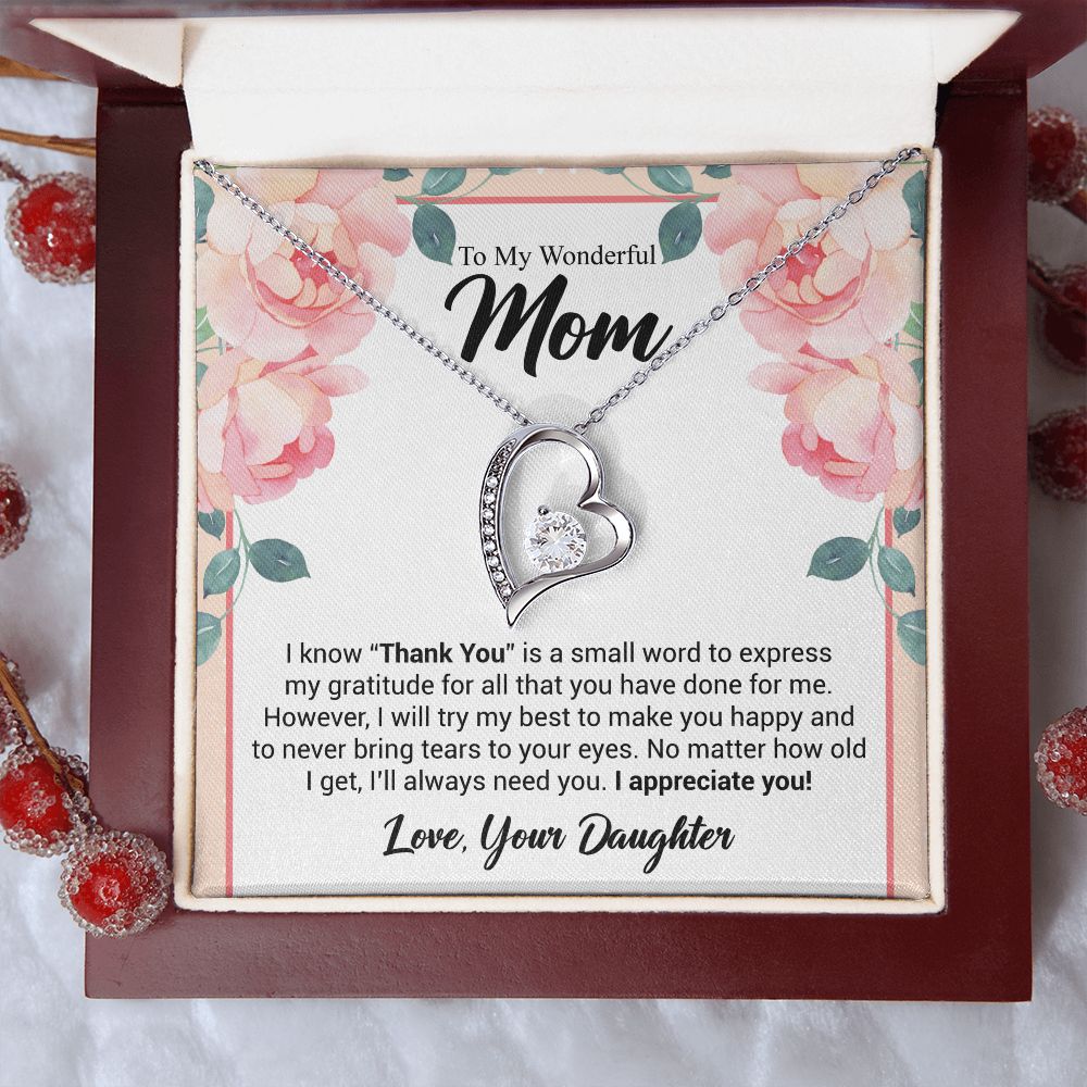 To My Wonderful Mom | Thank You | The Dazzling Forever Love Necklace