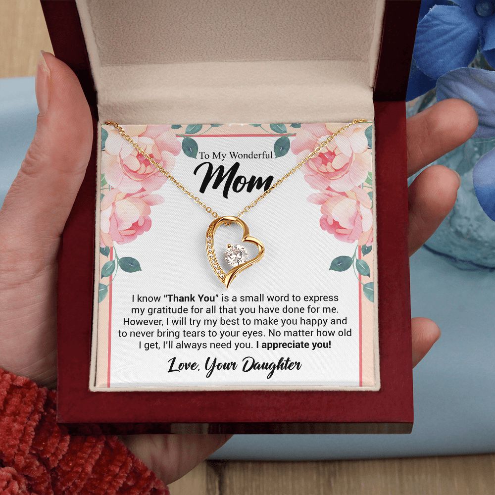 To My Wonderful Mom | Thank You | The Dazzling Forever Love Necklace